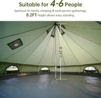 Oxford Bell Tent for Family Camping - Spacious 13.1ft /16.4ft Yurt with Stove Jack, Large Glamping Tents for 4-8 People, 4 Season Oxford Hot Tent Shelter