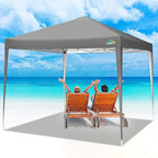 COBIZI 10x10 Pop Up Canopy Tent with 4 Sandbags, Easy Set Up Gazebo, Instant Outdoor Sun Shelter with 8 Stakes,4 Ropes&Carry Bag, Tent for Parties, Beach, Backyard,Camping(Gray