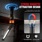 Magnetic Work Light,1200LM Magnetic LED Work Light Rechargeable Foldable Light Bar,360°Rotation 5 Modes, Portable Power Bank for Auto Repair,Grill,Camping and Outdoor
