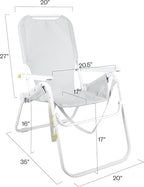 SUNFLOW The Tall Sand Dune Premium Beach Chair, Portable, Rust-Resistant, Adjustable Reclining Lounger with UPF 50+ Sun Shade and Drink Holder for The Ultimate in Comfort - Sky Blue