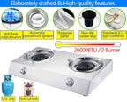 Propane Stove 2 Burner Auto Ignition Propane Burner 26000 BTU Gas Stove with CSA LPG Hose for Outdoor, Emergency