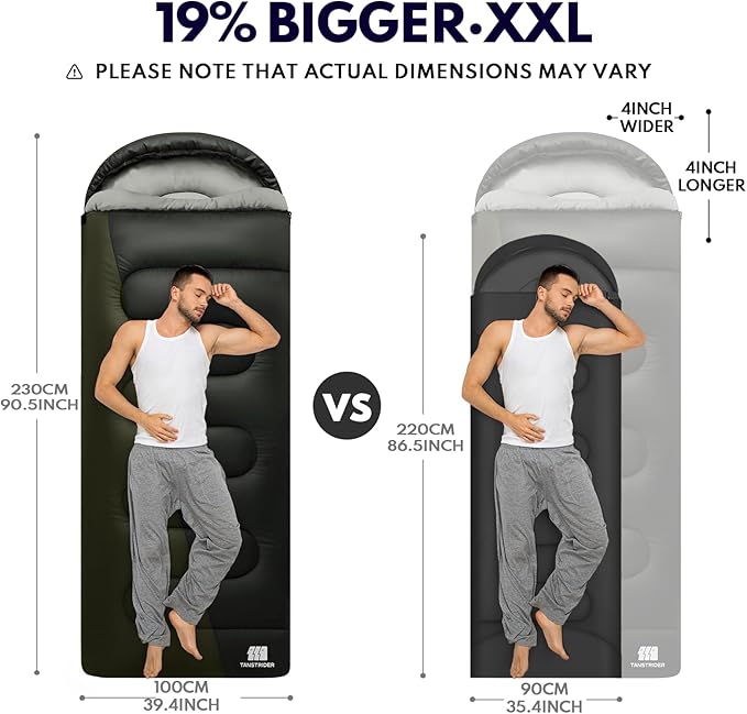 XXL Sleeping Bags for Adults Warm Weather,Camping Sleeping Bag for Kids with Compression Sack,4 Season Camping Essentials Gear for Hiking,Traveling,Outdoor,Backpacking,Climbing