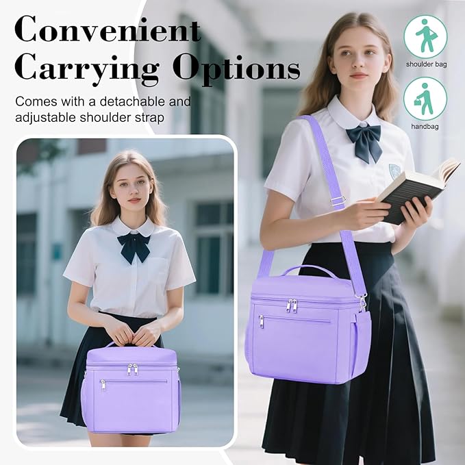 DALINDA Lunch Bag Cooler Bag Lunch Box for Women Men, Insulated Leak Proof LunchBox Lightweight for Picnic,Grocery,Beach,Camping,Travel,Work