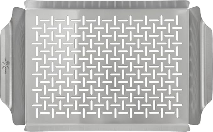 LITTLE GRIDDLE - Large Pro Grill Pan, High sidewalls with built-in handles, Stainless Steel Material, Big Food Capacity and Vented Design - Durable and Easy to Clean