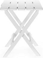 Camco 51695 White Large Adirondack Portable Outdoor Folding Side Table, Perfect for The Beach, Camping, Picnics, Cookouts and More, Weatherproof and Rust Resistant