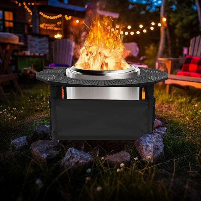Camping Furnitur 37 Inch Fire Pit Surround Tabletop for Solo Stove Bonfire Ranger 2.0, Circular Safety Protection, Equipped with a Safety Support Frame to Prevent Direct Contact with the Ground