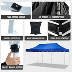 AMERICAN PHOENIX 10x20 Pop Up Canopy Tent Heavy Duty Commercial Shelter for Party, Outdoor Events and Patio Portable Instant Market Gazebo with Roller Bag, Camping Tarp, 4 Ropes and 4 Stakes (Black)