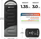 Sleeping Bag for Adults Warm Weather, Compact Lightweight Backpacking Sleeping Bag with Compression Sack, Camping Essentials Gear for Hiking Travel Climbing Outdoor & Indoor Use
