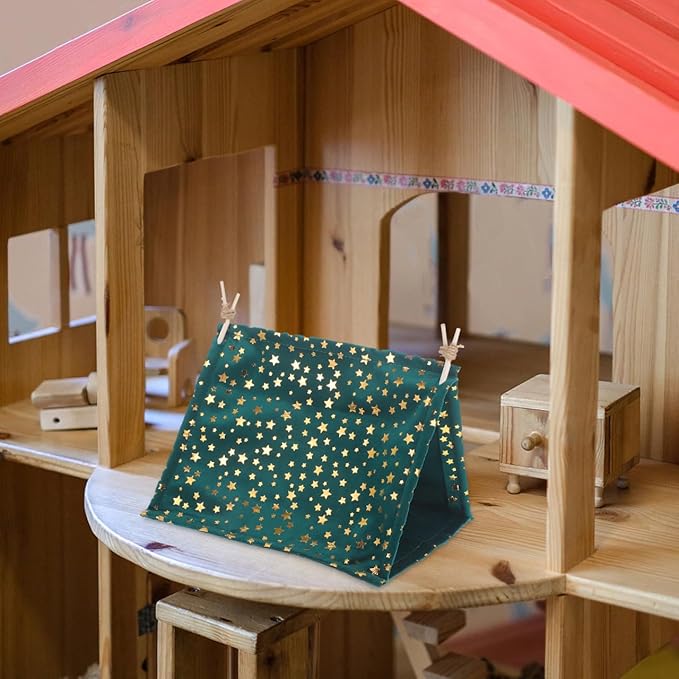 Miniature Tent Model for Dollhouse Camping Decor Small Polyester Camping Tent Table Landscaping Fairy Dollhouse Accessories 7.87X5.90X4.72In
