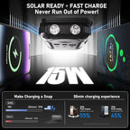 Solar Power Bank 20000mAh Portable Charger Built-in 3 Cables and Wireless Charging Battery Pack Compatible for iPhone, Samsung, IPX5 Waterproof, Bright Flashlight Perfect for Camping,Hiking,Outdoor
