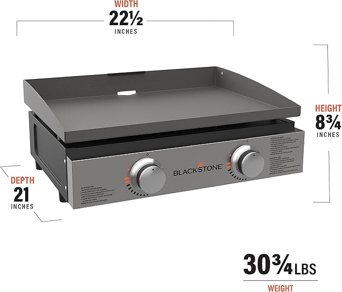 Blackstone 1666 22” Omnivore Original Tabletop Griddle with Hard Cover, Powder Coated Steel, Black