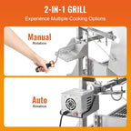 VEVOR Rotisserie Grill with Hooded Cover Roaster, 46 Inch 198Lbs Capacity, BBQ Outdoor Pig Lamb Rotisserie Roaster, Electric 52W Motor Stainless Steel Roasterfor Camping Outdoor Barbecue