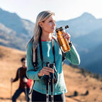 Membrane Solutions C3 Filtered Water Bottle, 36oz BPA-Free Bottle with Replaceable ACF+UF Filter Cartridge, Portable Water Filter, Travel, Hiking & Camping for Drinking Water Anywhere(Orange)