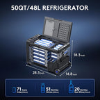 BODEGACOOLER 12 Volt Car Refrigerator, Car Fridge Protable Freezer WIFI APP Control, 50Quart (48L) RV Electric Cooler -4℉-68℉, 12/24V DC 100-240V AC for Outdoor, Truck, Van, Vehicles, Camping, Travel