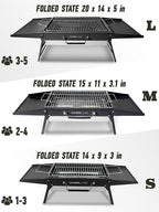 Charmline 15x11 inches Portable Charcoal Grill, Compact Portable BBQ Grill, Tabletop Charcoal Grills for Camping, Picnics, Gardens and Beach Parties, Black