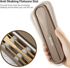 Travel cutlery set, 18/8 stainless steel cutlery, Reusable utensils set with case, Portable Silverware Lunch Box for Camping and Office (Rose Gold)