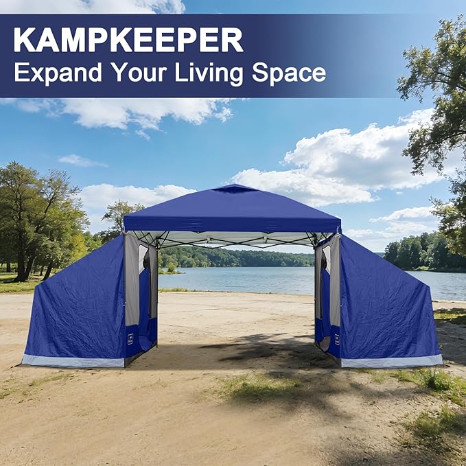 KAMPKEEPER 2 Person Canopy Side Tent, Camping Tent for 10x10 Canopies, Easy Up Cube Tents Gazebo Room with Mesh Window for Camping, Storage, Events(Canopy Not Included)