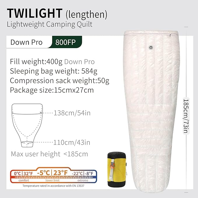 AEGISMAX WIND HARD Twilight 0 Degree 800FP Down Sleeping Bag Ultralight Outdoor Camping Hiking Sleeping Bag for Men & Women