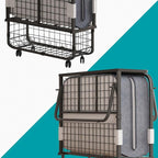 BALUS Folding Bed with Mattress for Adults, 75" x 31" Rollaway Bed with Head Baffle & Mesh Storage Basket, Fold Up Beds for Guests, Foldable Frame with Locking Casters for Easy Moving（Upgrade）