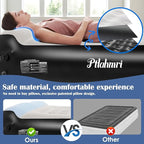 Queen Air Mattress Full with Built-in Pump,16'' Blow up Mattress with Soft Flocked Top Luxury Inflatable Mattress 3 Minute Fast Inflation/Automatic deflation for Camping＆Home and Guest