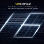BougeRV 24V N-Type 16BB 200W Bifacial Solar Panel, 24V 200 Watt Solar Panel, for RV Camping Boat Marine Log Cabin Roof, Charing Golf Cart Lithium Battery, Black Frame (1PCS)