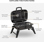 Outsunny 14" Portable Charcoal Grill, Tabletop Outdoor Small Grill with Heat Preservation Net, Venting System, Foldable Legs, Travel Size BBQ Perfect for Camping, Backyard, Tailgates, Black