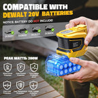 LIVOWALNY 200W Power Inverter Compatible with DeWALT 20V Battery, DC 20V to AC 110-120V Power Station with 1 AC Outlet, 2 USB, 1 Type-C & LED Light, for Camping Power Outage (No Battery) (2-Pack)