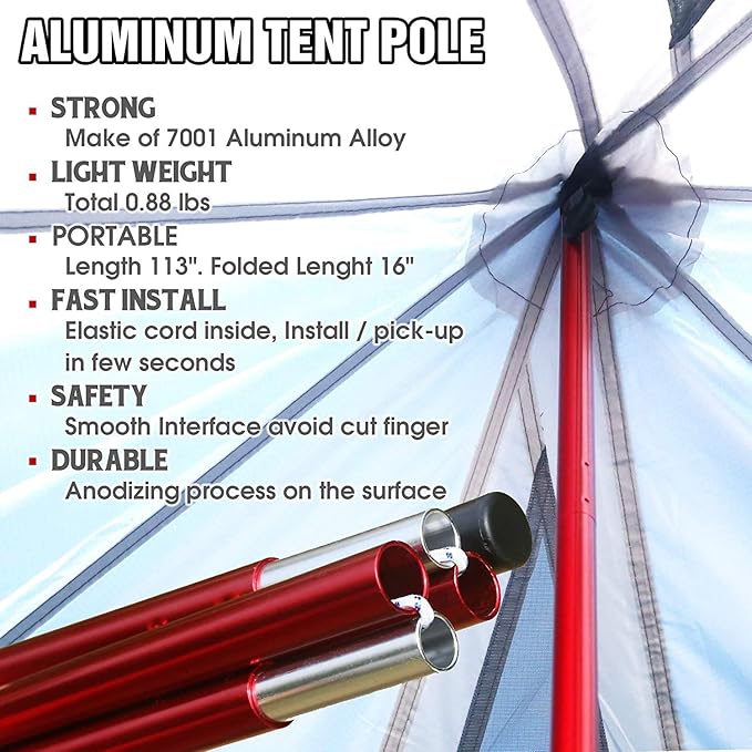 DANCHEL OUTDOOR Backpacking Hot Tent with Stove Jack, 4 Season Lightweight Tipi Tent for 2/4/6 Person Winter Camping Hunting, 10.5FT-16.4FT
