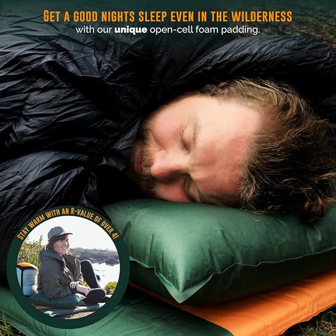 Camping Sleeping Pads and Camping Pillow Set - Ultralight Sleeping Pad for Camping, Backpacking Pad and Hiking Sleeping Pad- Ultralight and Packable Floor Sleeping Mat and Pillow Set