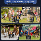 3-in-1 Vertical Charcoal Smoker Grills For Backyard Barbecues, 17 Inch Portable Smoker bbq Grill with Thermometers and 2 Access Doors for Parties Outdoor Camping Cooking (17 Inch)