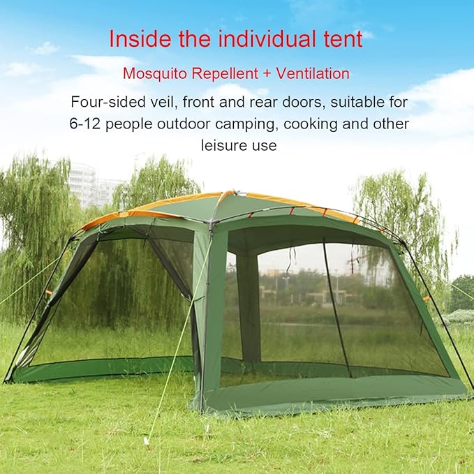 3.6x3.6m Large Tent,Waterproof Windproof Family Tent,Portable Camping Tent 6/10 Person Tent for Picnic Hiking & Traveling,Outdoor Dome Tent