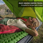 MEETPEAK Camping Sleeping Pad with Pillow, Extra Thickness Inflatable Camping Mat with Foot Pump, Durable Waterproof Lightweight Camping Air Mattress for Hiking Backpacking Traveling