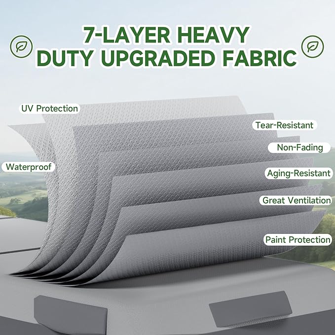 Umbrauto 5th Wheel RV Cover Fits 37ft-40ft Motorhome, Upgraded 7 Layers Top Anti-UV Waterproof Breathable Camper Covers Travel Trailer Motorhome with Extra Windproof Straps