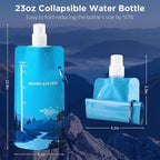 Membrane Solutions Collapsible Water Bottle 23oz, Foldable Pouch Water Bottle with Carabiner, BPA-Free, Leakproof for Traveling Camping Hiking Cycling Yoga Sports Outdoor Essentials