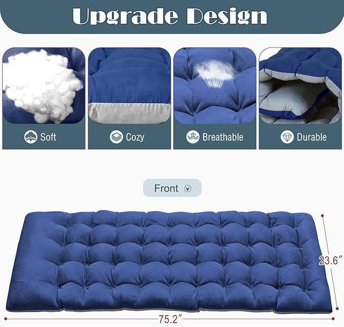 DoCred Folding Lounge Chair with Mattress, 5 Position Adjustable Folding Sleeping Bed Cot Chaise Lounge Chairs Perfect for Sunbathing, Camping, Pool, Beach, Patio