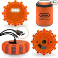 USB-C Rechargeable LED Road Flares Emergency Lights-Large Capacity (Lithium Battery) 3 in 1 Cable Roadside Warning Car Safety Beacon Flashing Disc Flare Kit with Magnetic Base for Vehicles