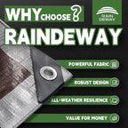 RAINDEWAY Tarps Heavy Duty Waterproof 24x36 Feet,10Mil Thick Multipurpose Large Tarp Cover with Metal Grommets and Reinforced Edges,Silver/Brown Tarp