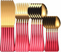 Flatware Sets Gold Cutlery Set Stainless Steel Forks Spoons Knifes Full Tableware Utensils Reusable Tableware Sets Dinnerware Set Eco Friendly Stainless Steel