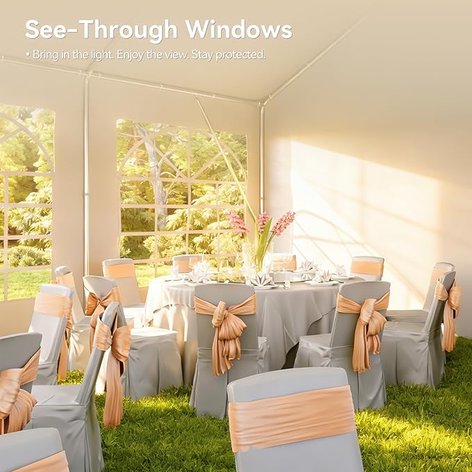 Aoxun 16x32 Party Tent Canopy for Weddings Waterproof Event Tent with Removable Sidewalls &Roll-up Door, Heavy-Duty Steel Frame for Outdoor Weddings, BBQ, Birthday Parties, & Camping,White