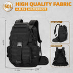 50L Military Tactical Backpack 3 Day Assault Pack Molle Daypack Hiking Backpack for Men and Women