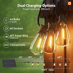 addlon 198FT(192+6) Solar String Lights Outdoor Waterproof, 60+4 LED Bulbs, Shatterproof Patio Lights with Remote, Dimmable & Timing, Hanging Lights for Garden Backyard Party Wedding Camping Decor