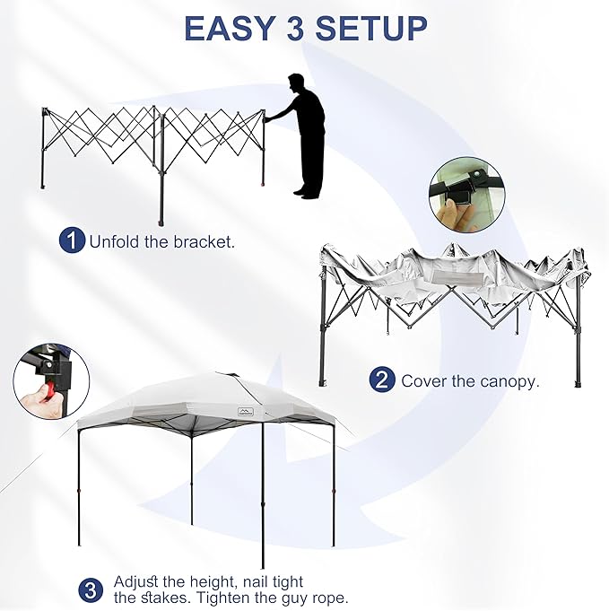 KAMPKEEPER 12x12 Pop Up Canopy Tent,Heavy Duty Outdoor Sun Shade for Events,Camping,Parties - Polygonal Patio Gazebo with Wheeled Bag,4 sandbags(White)