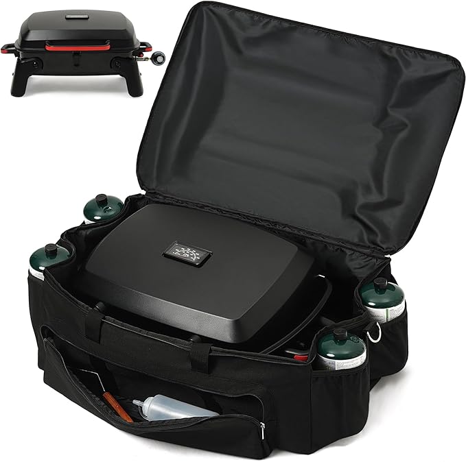 Gas Grill Carry Bag for Megamaster 1 Burner Portable Grill, Water-Resistant, Rip-Proof Material, Barbecue Bag for Camping, Outdoor Cooking, Black