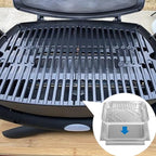 Uniflasy 80346 Catch Pan for Weber Q100 Q1000 Q120 Q140 Q1200 Series Drip Tray for Weber Baby Q Gas Grill with 6415 15pack Aluminum Liner Replacement for Weber 41887