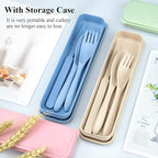 4 Sets Portable Utensils Set with Case, Travel Utensils Fork and Spoon Set for Lunch Box Accessories, Reusable Lunch Utensils Set for Work, Travel Accessories Camping Utensil Set and Home Use