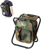LEADALLWAY Fishing Chair with Cooler Bag Compact Fishing Stool Foldable Camping Chair