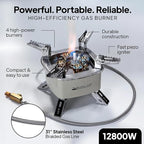 The Bincho Grill Charcoal Starter Gas Burner – 12,800W High Heat Mini Stove with 4 Heads – For Chimneys to Light Binchotan & BBQ Charcoal – Portable Propane/Butane Camping Stove with Piezo Ignition