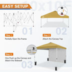 EAGLE PEAK Commercial Canopy 10x10 Pop Up Canopy Tent with 1 Sidewall, Easy Setup Heavy Duty Instant Event Shelter for Vendors & Markets, Outdoor Sun Shade, Beige