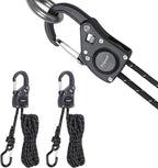Ayaport Rope Tie Down Ratchet with Carabiner Clip 1/4" x 12' Rope Cord Tightener Heavy Duty Construction Kayak tie Downs for Tent, Tarp, Camping