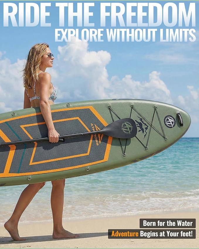 10'6''x33''Inflatable Stand Up Paddle Board, 400lbs Extra Wide Stand Up Paddleboard with Kayak Seat, Anti-Slip EVA Deck Premium SUP Accessories Kit, Non-Slip Stable Deck Boat for Yoga Fishing Surf